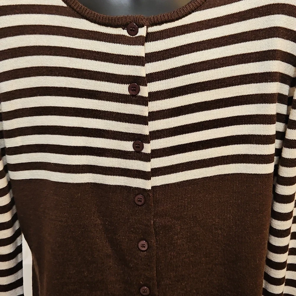 WITH JEAN Willa Brown and Cream Striped Sweater - L